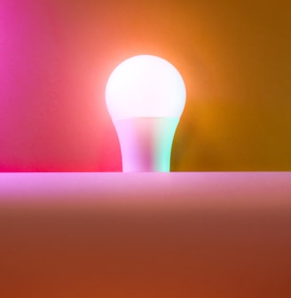 a light bulb sitting on top of a table