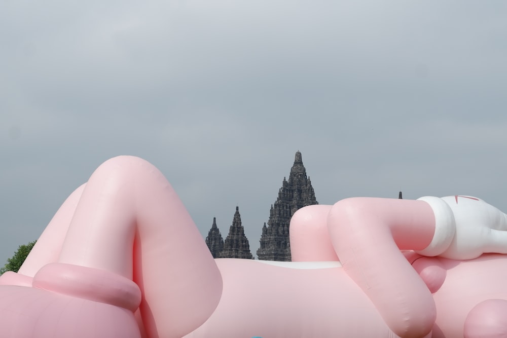 a large inflatable float with a person laying on top of it