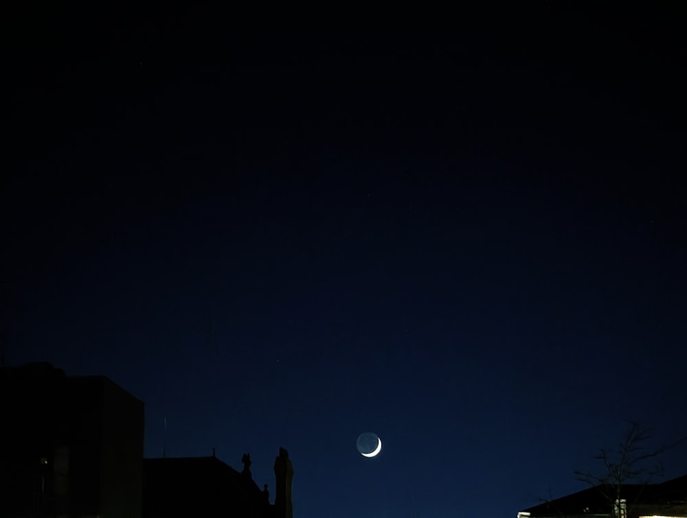 a full moon is seen in the night sky