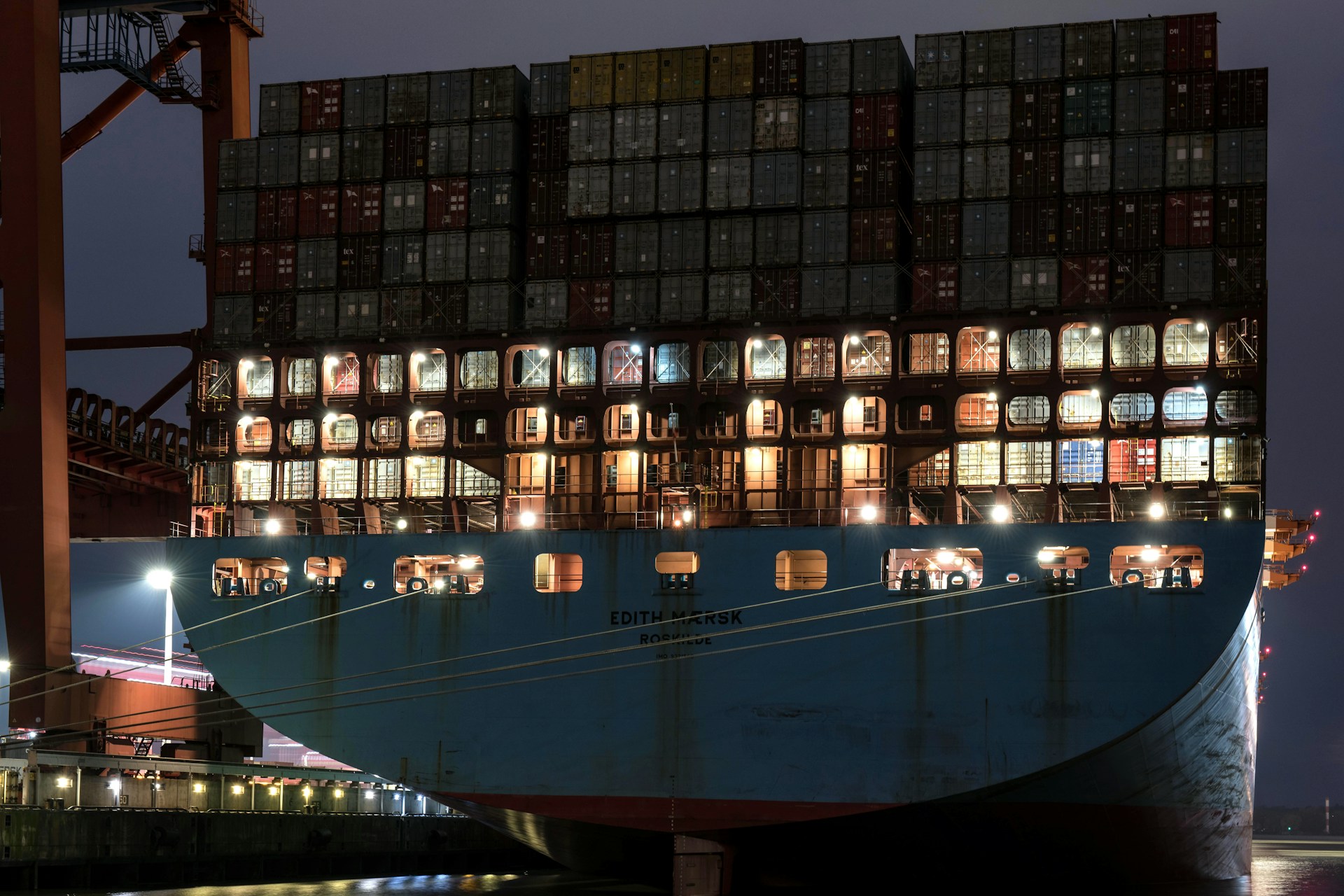a large cargo ship with a lot of windows