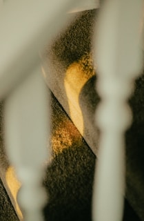 a person walking up a flight of stairs