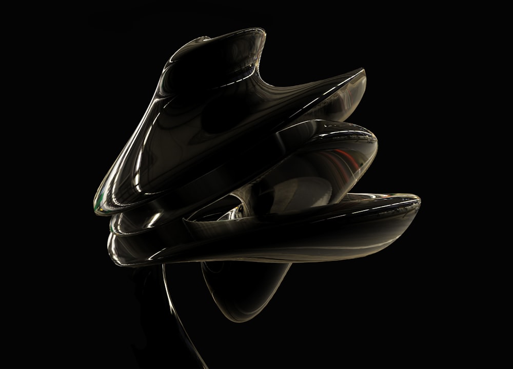 a close up of a shoe on a black background