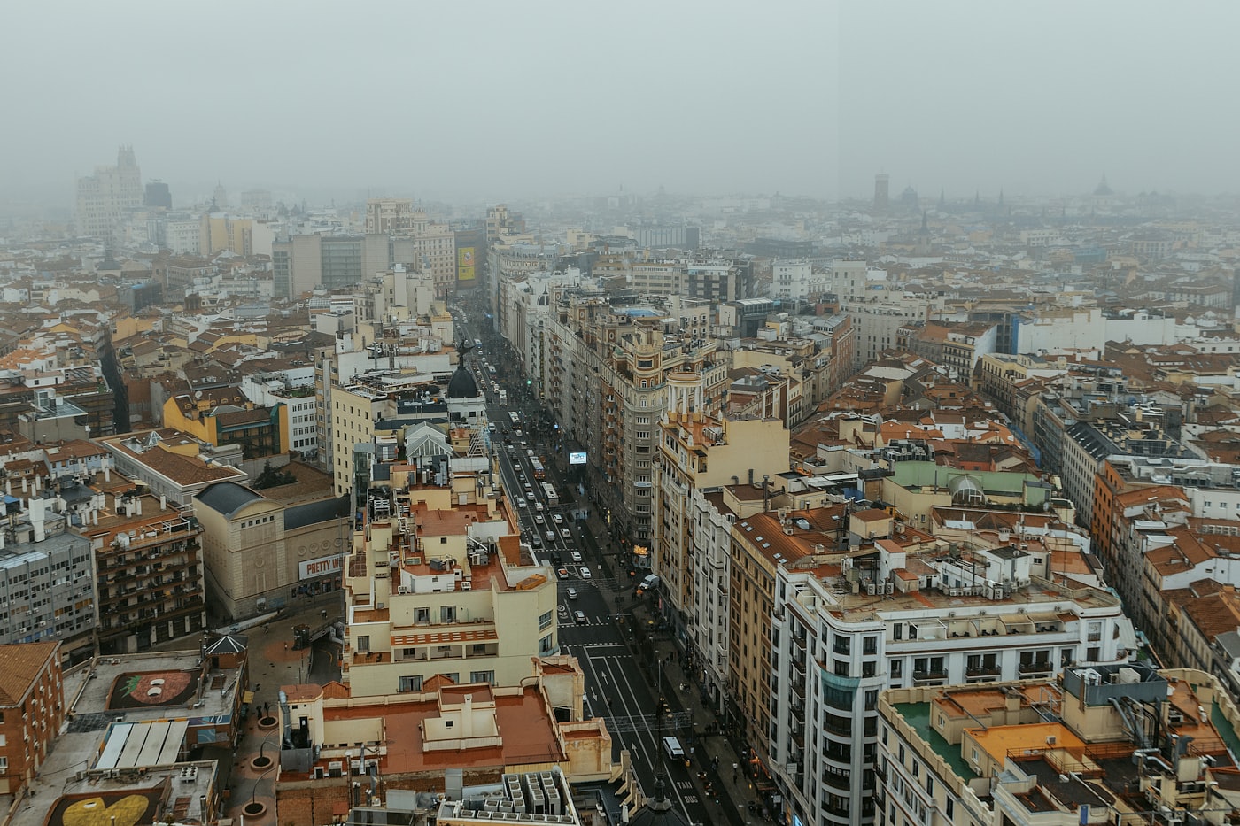 Vista aérea de la Gran Vía de Madrid
