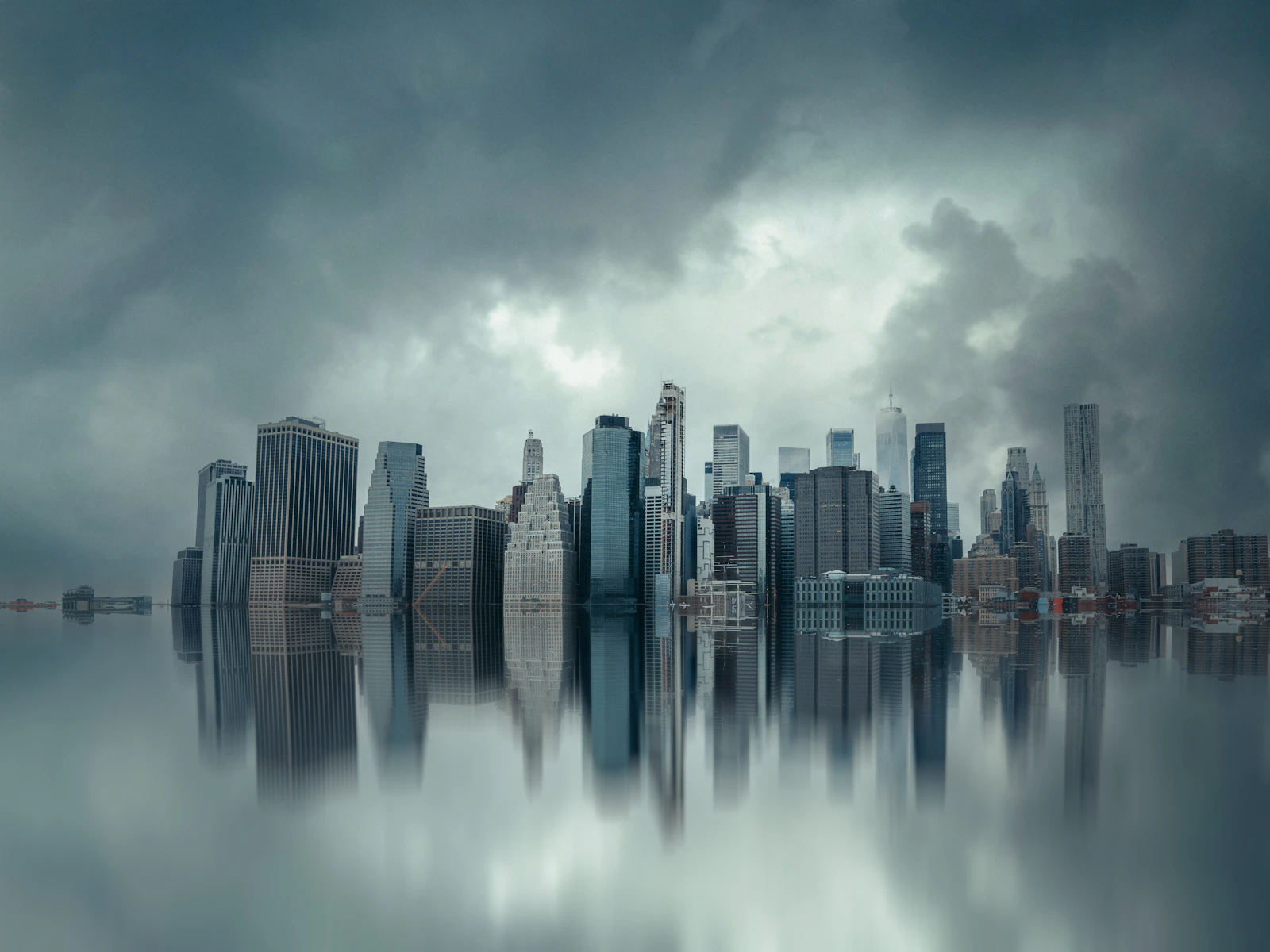 Lower Manhattan skyline across the water