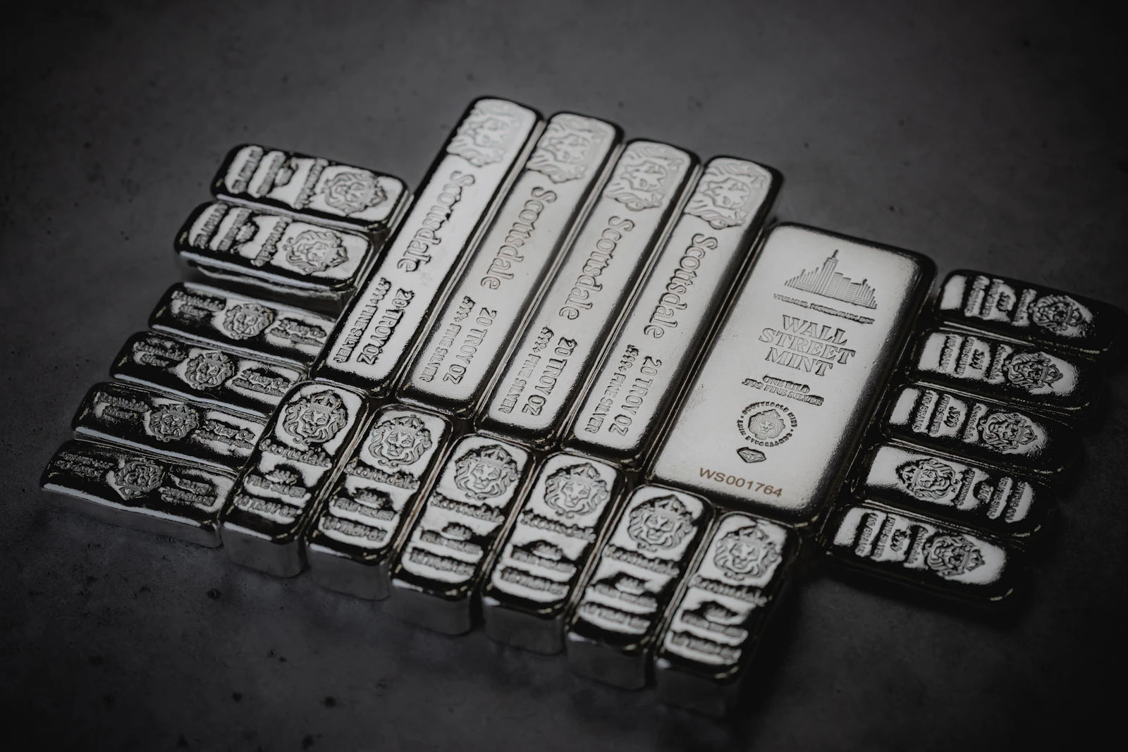 A pile of silver bars