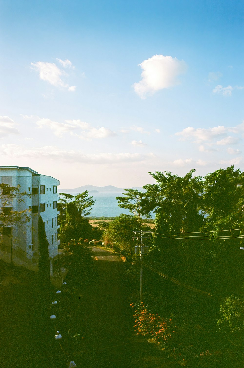 a view of the ocean from a high rise building