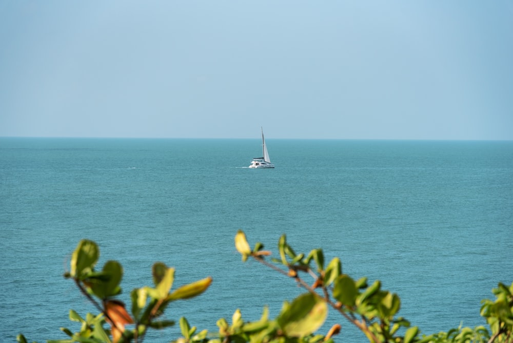 a sailboat out in the ocean on a sunny day
