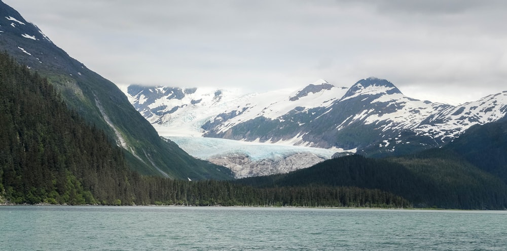 a large body of water surrounded by mountains