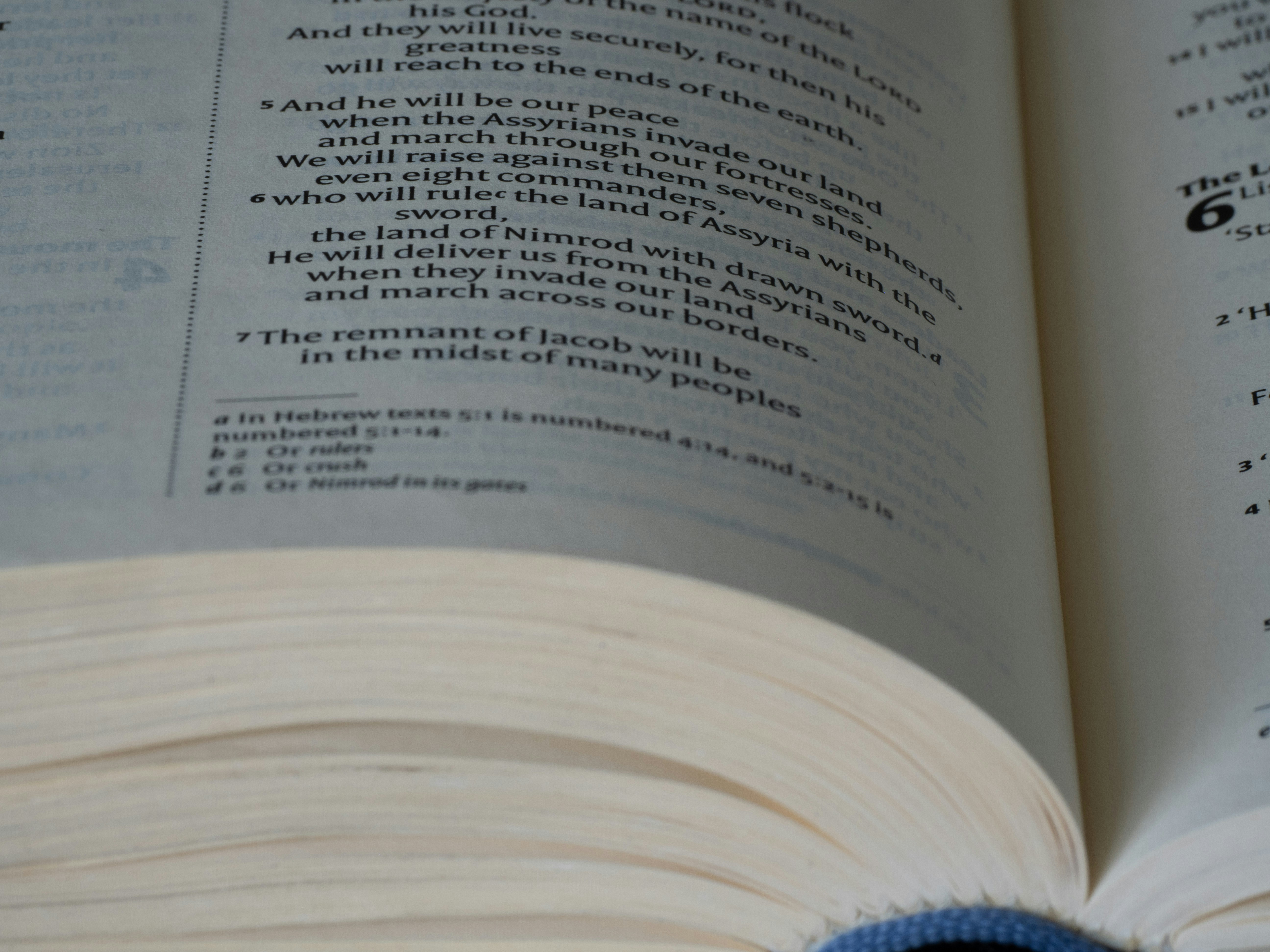 a close up of an open book with a bookmark