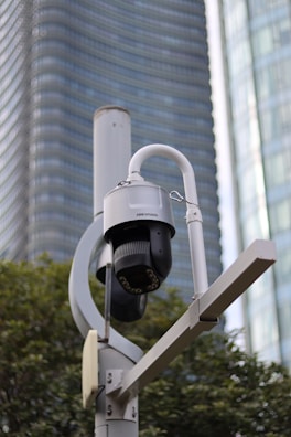 a security camera attached to a metal pole
