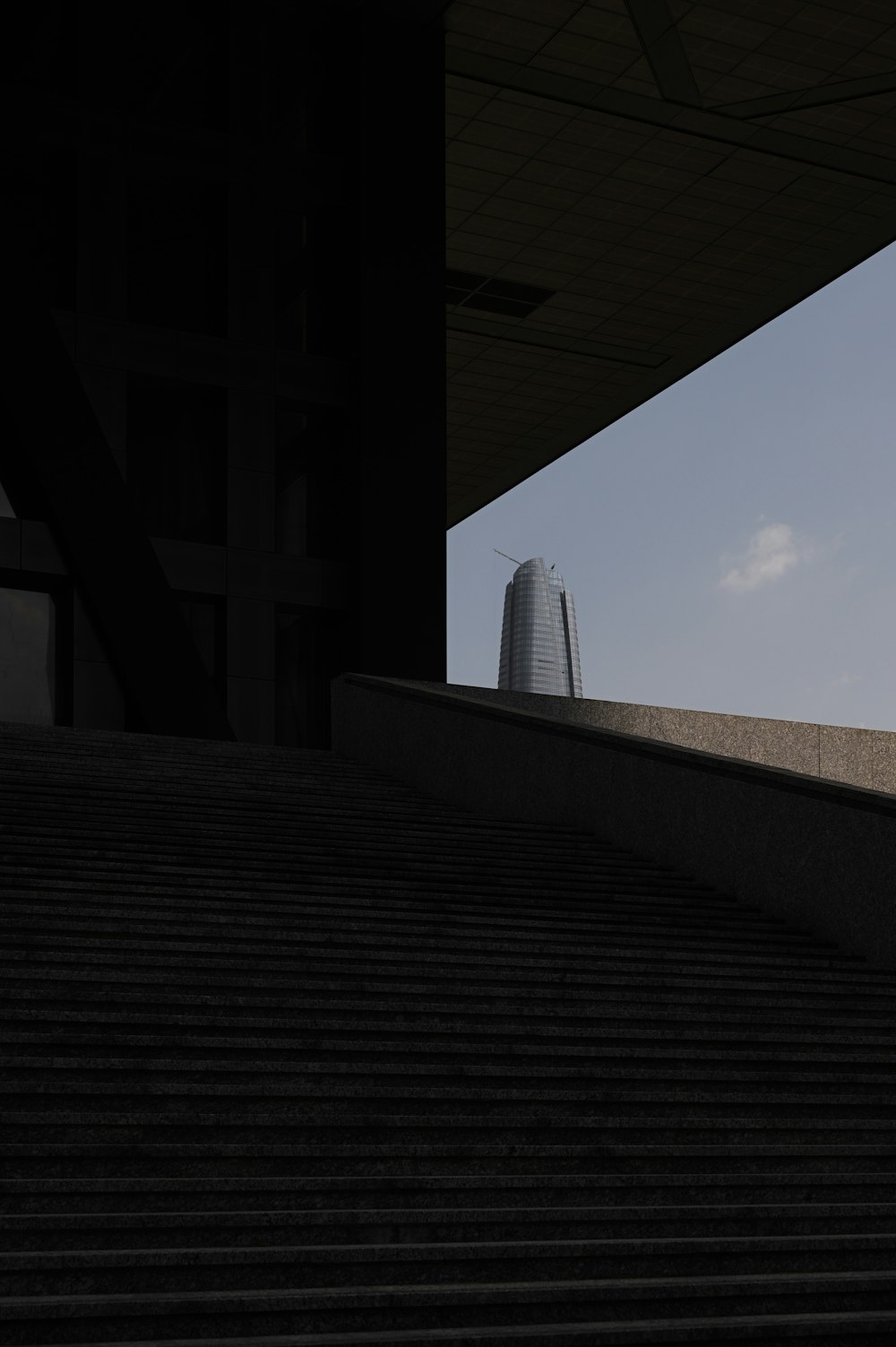 a man riding a skateboard down a flight of stairs