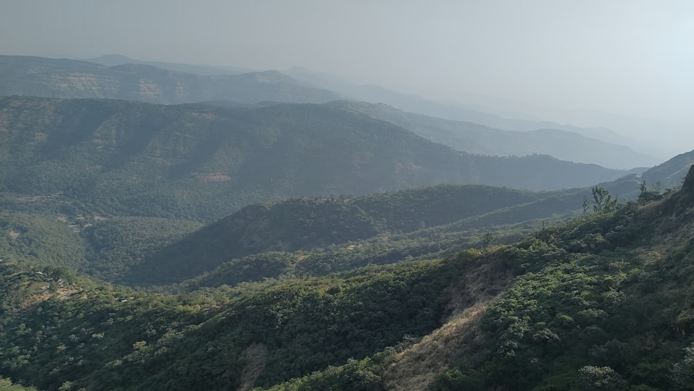 a view of a mountain range from a high point of view