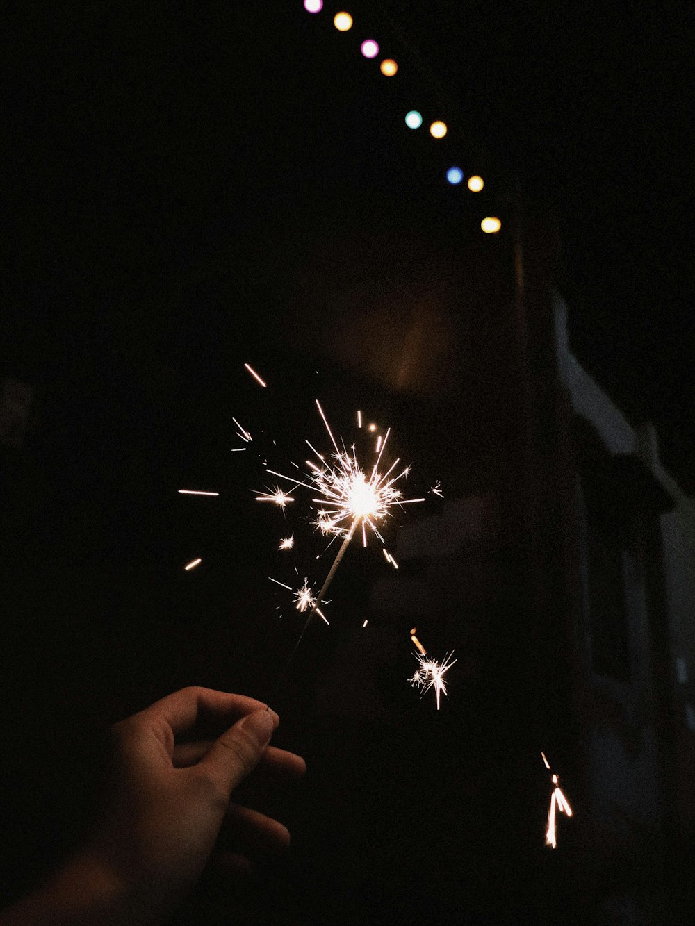 a person holding a sparkler in their hand