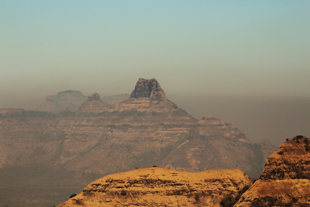 a view of a mountain range in the distance