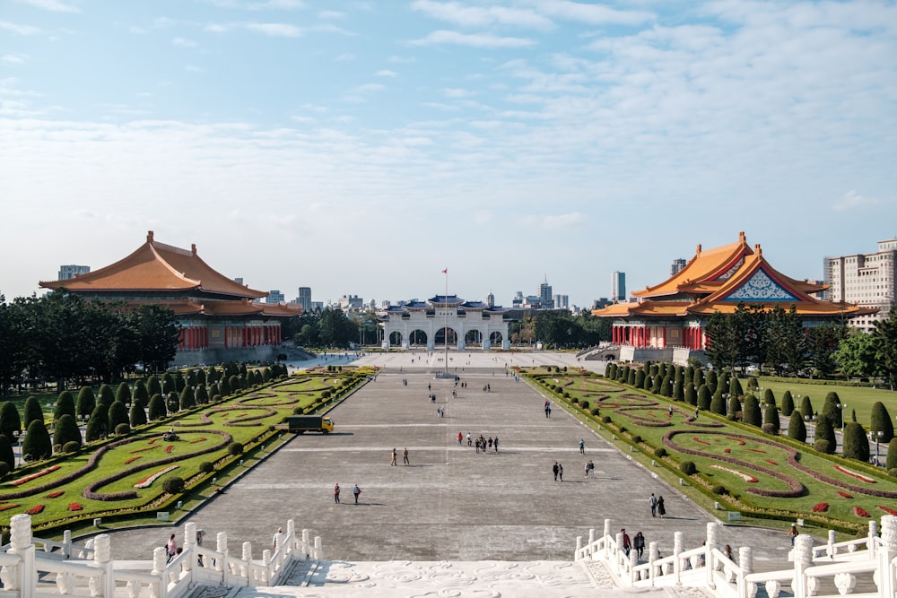 a view of a palace from the top of a hill