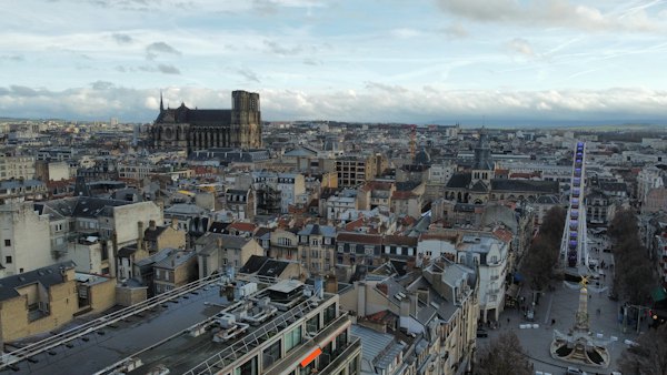The city and the cathedral from above — Reims, France