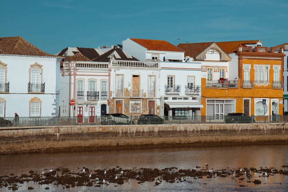 a group of buildings next to a body of water