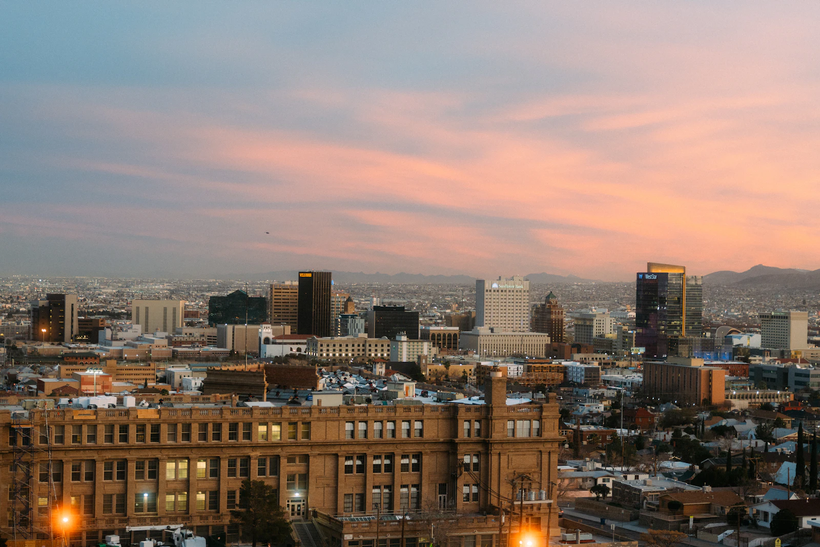 El Paso at golden hour from the hillside
