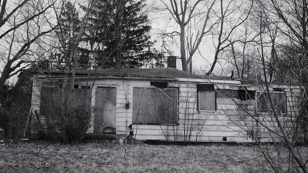 an old run down house in the woods