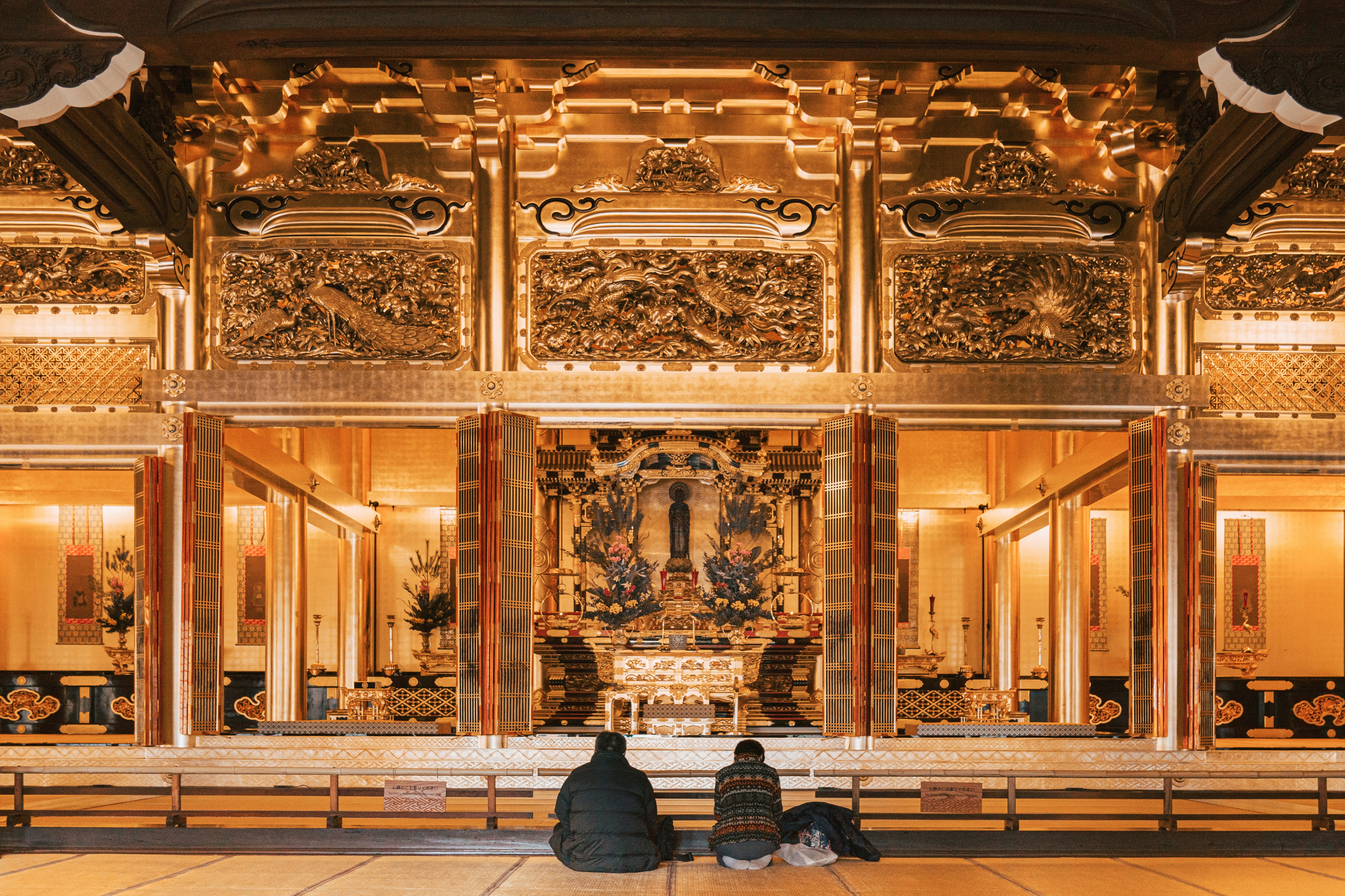 Temple entrance with brass decor