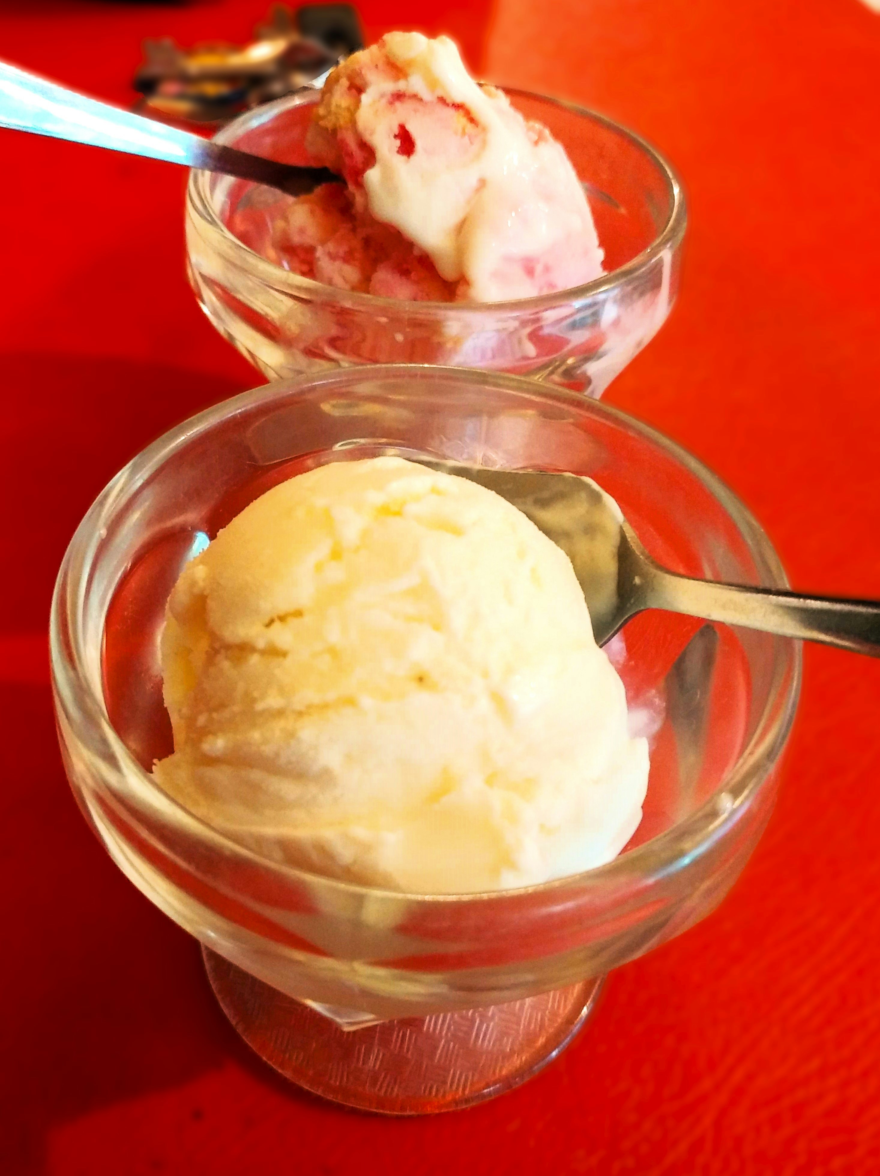 A tub of classic vanilla bean ice cream.