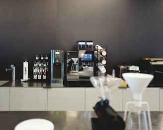 a coffee machine sitting on top of a counter
