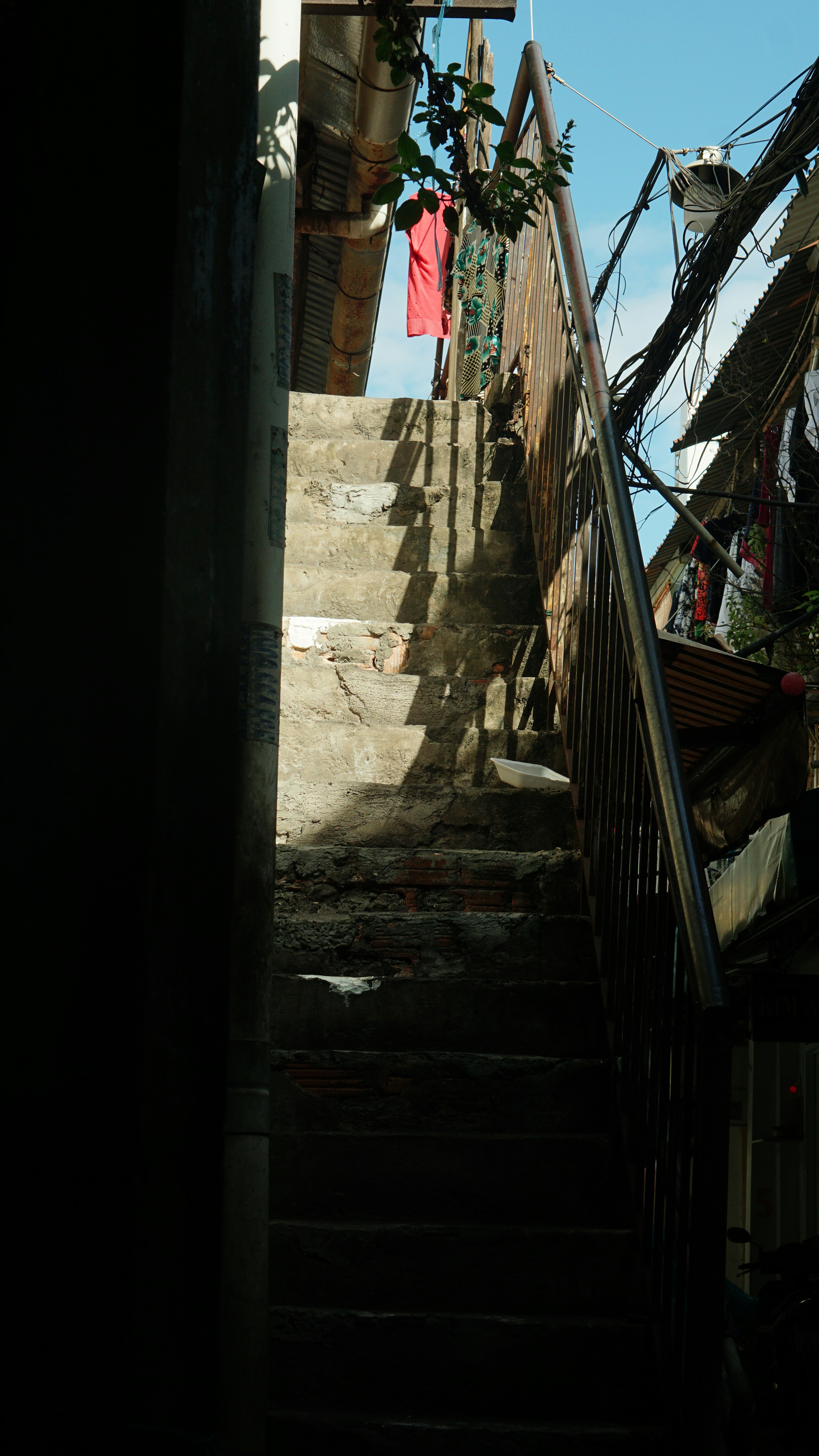a stairway leading up to the top of a building
