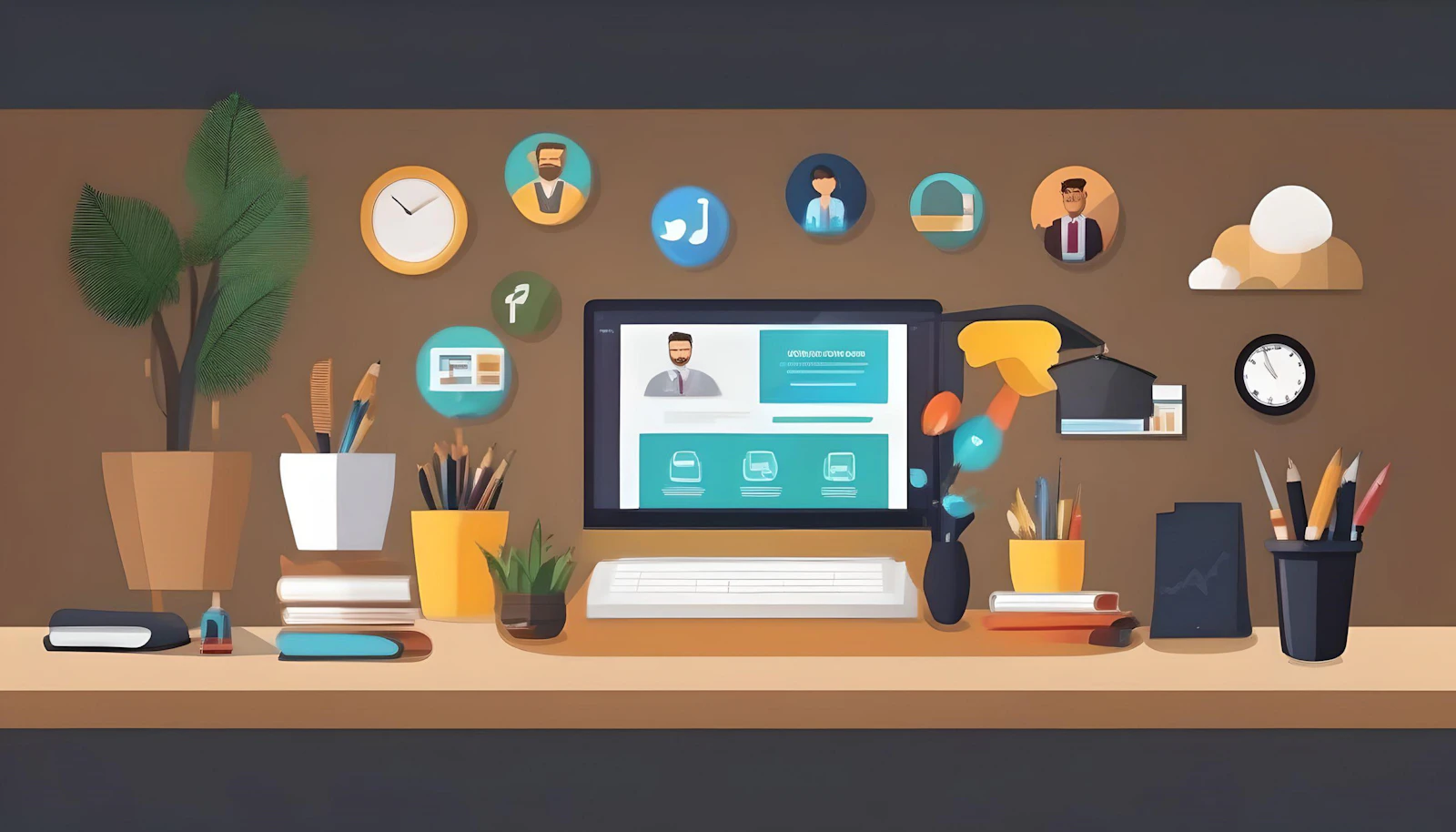 Programmes de soutien PME : espace de travail avec ordinateur