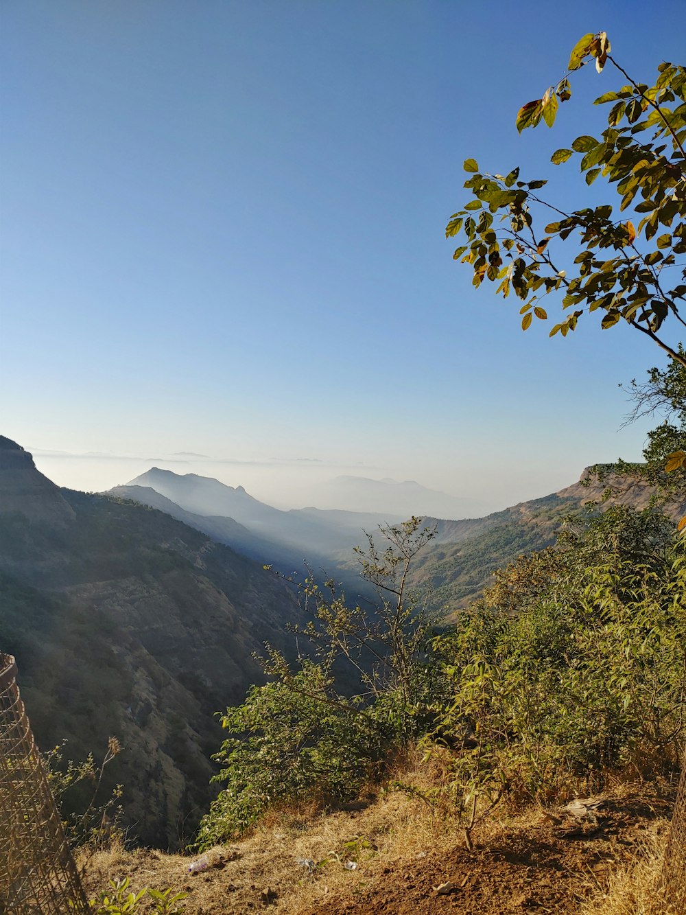 a view of the mountains from the top of a hill