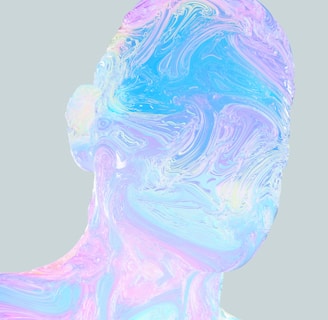 a woman's face is painted in pastel colors