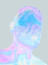 a woman's face is painted in pastel colors