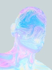 a woman's face is painted in pastel colors