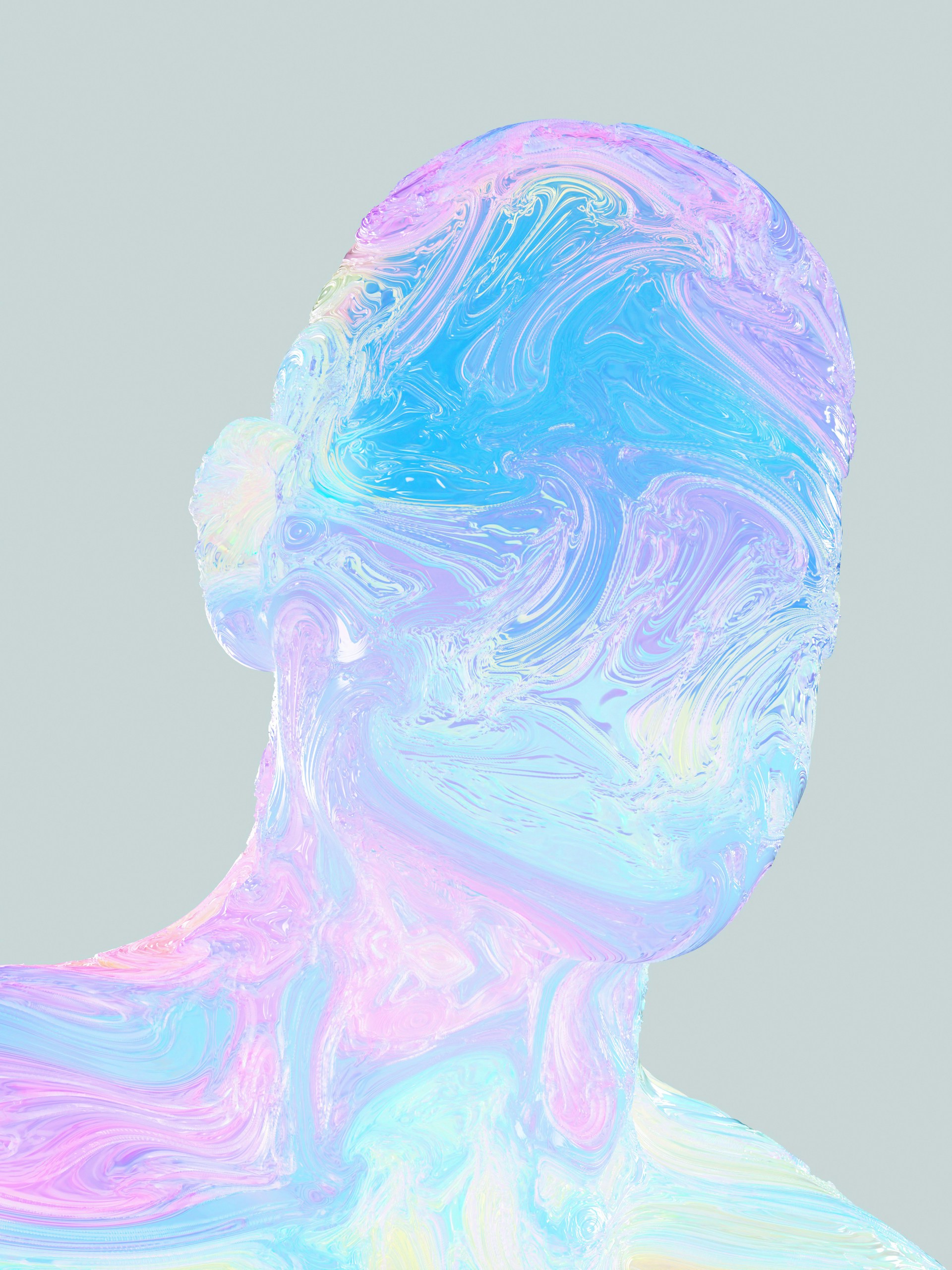 a woman's face is painted in pastel colors