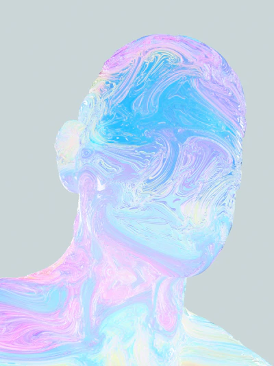 a woman's face is painted in pastel colors