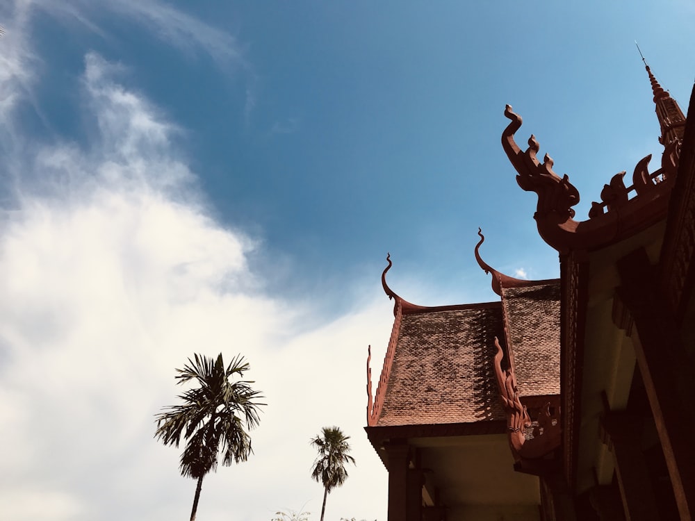 a view of a building with a palm tree in the foreground