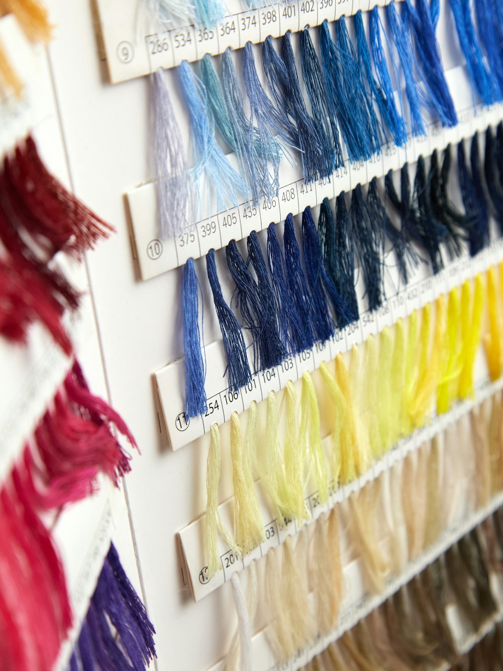 a display of different colors of hair