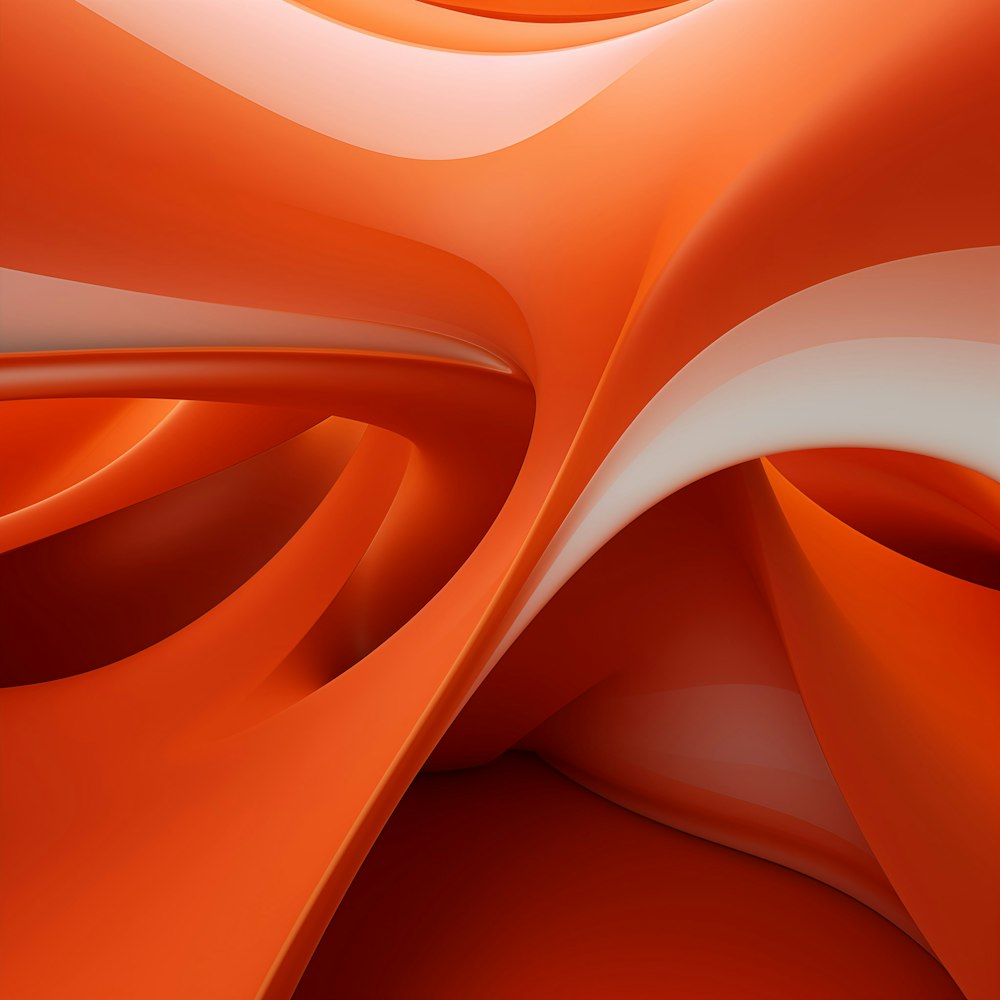 a close up of an orange and white object