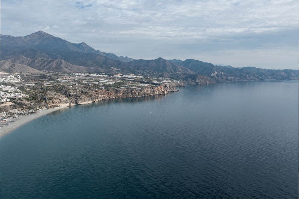 a large body of water surrounded by mountains