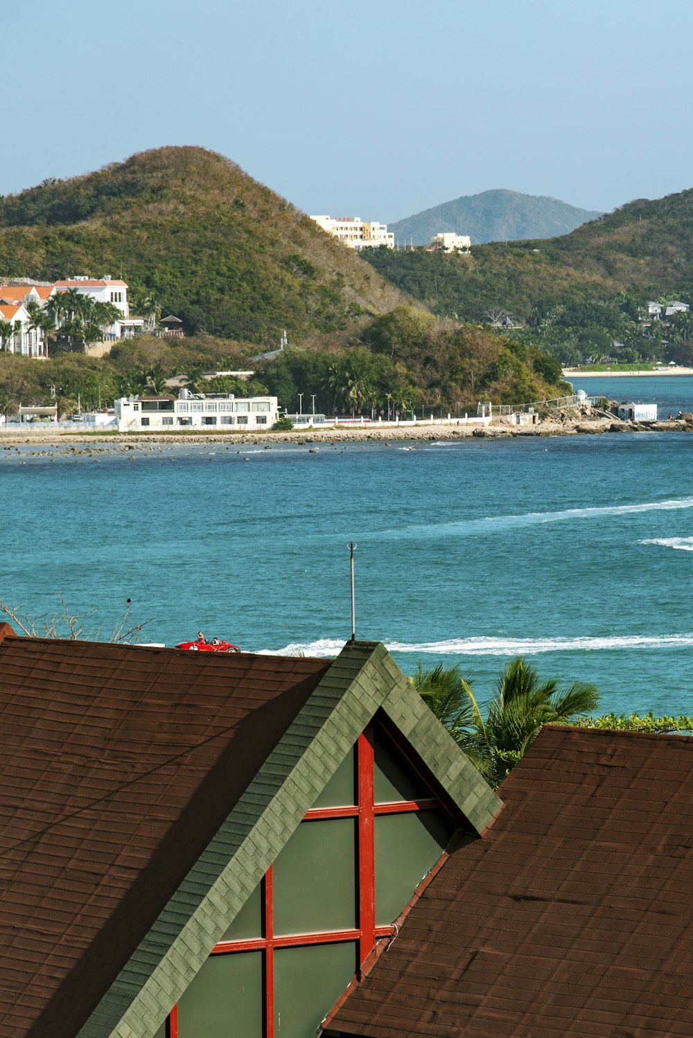 a view of a body of water from a roof