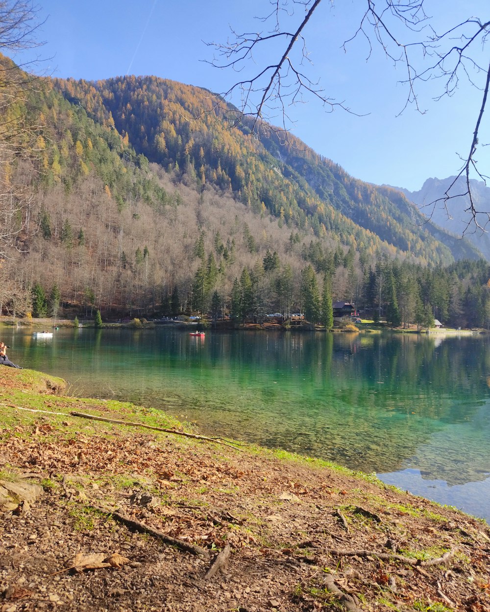 a body of water surrounded by mountains and trees