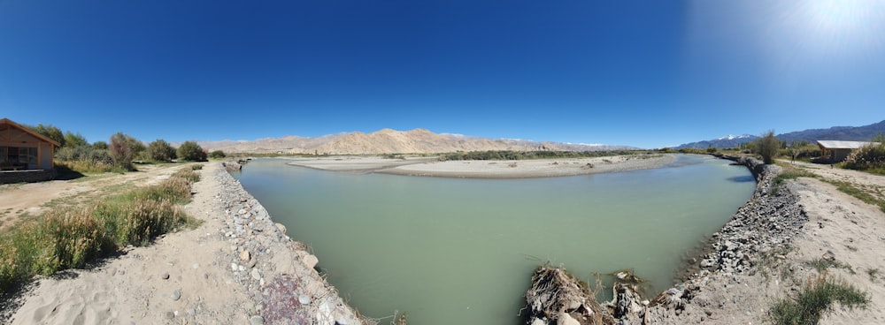 a large body of water surrounded by mountains