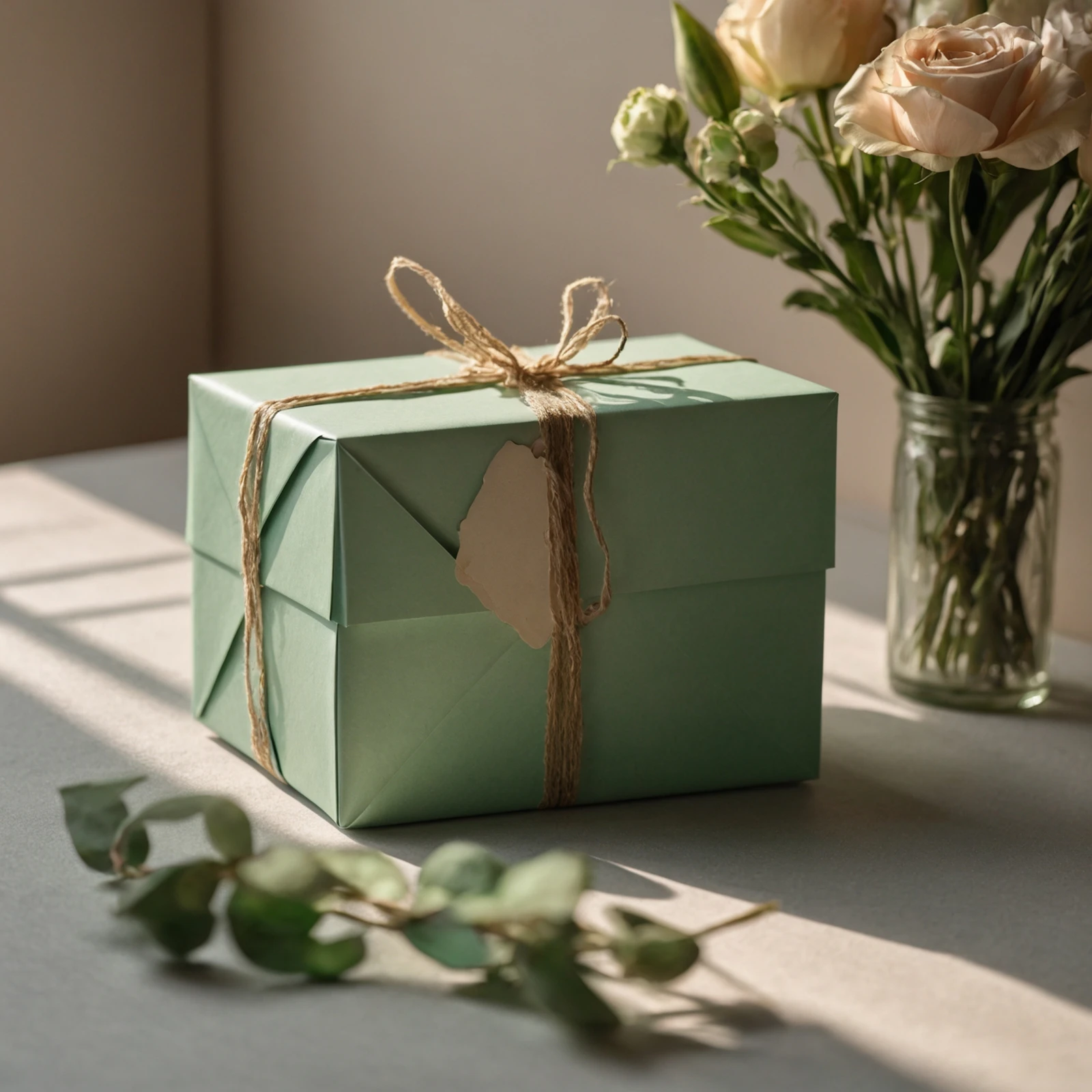 Small gift box tied with a ribbon