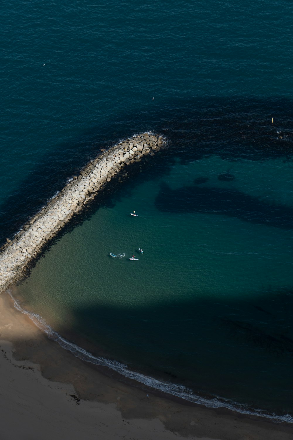 an aerial view of a body of water