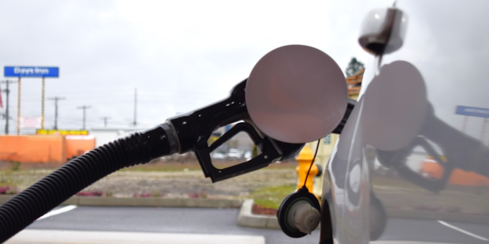 a gas pump is shown at a gas station