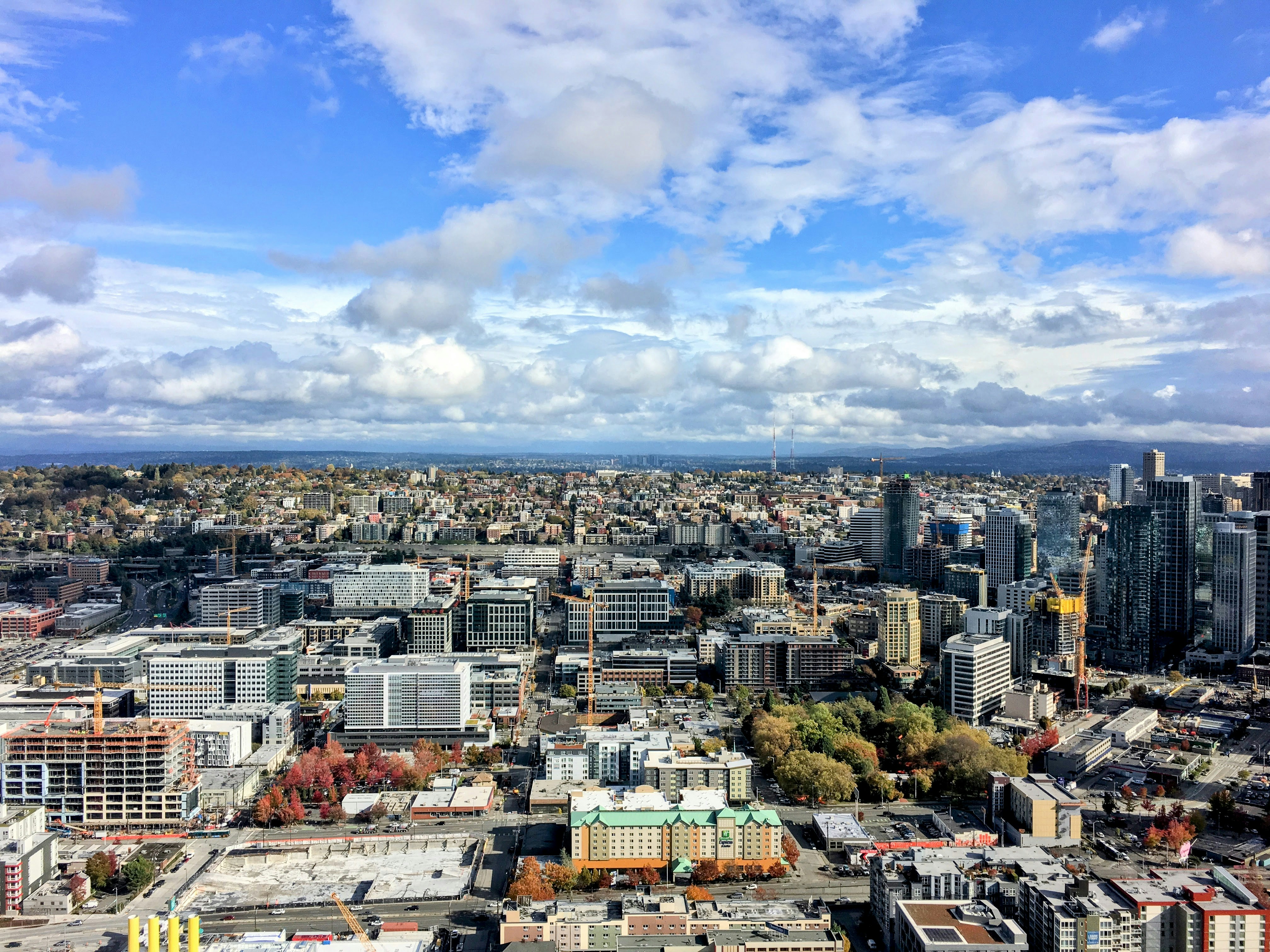 a view of a city from the top of a building