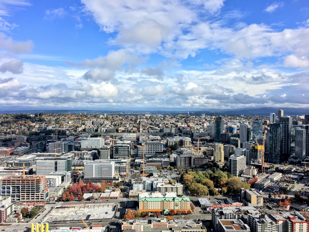 a view of a city from the top of a building