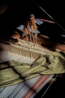 a close up of an old weaving machine