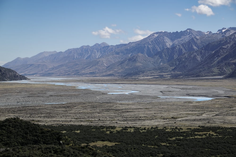 a large body of water surrounded by mountains