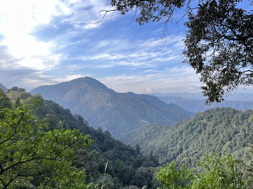 a view of a mountain range from a distance