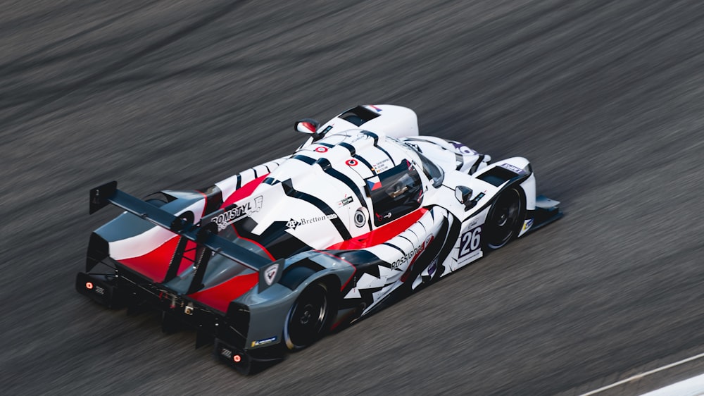 a race car driving down a race track